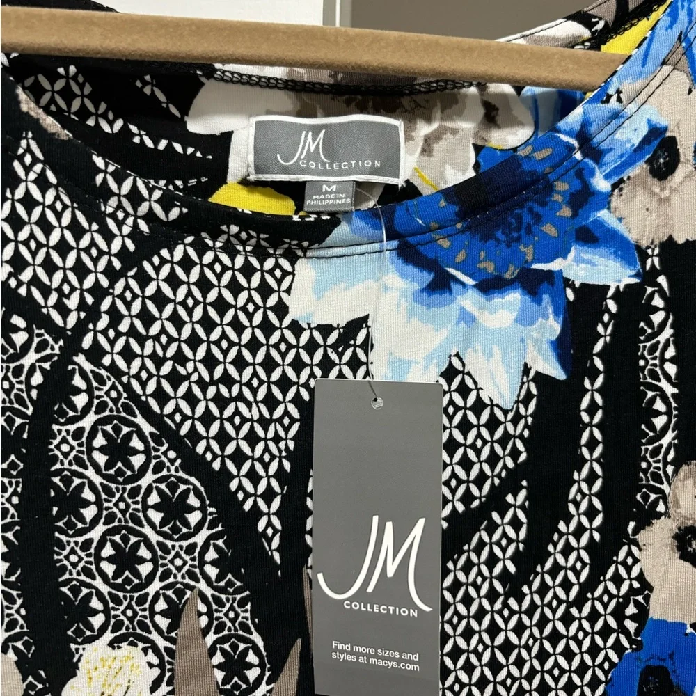 Floral Shift Dress Blue and Yellow Flowers - Picture 7 of 8